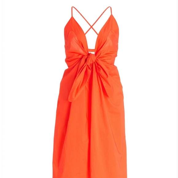 SOLD MARA HOFFMAN Lolita Tie-Front Organic Cotton Midi Dress in Orange NWT - Picture 6 of 16